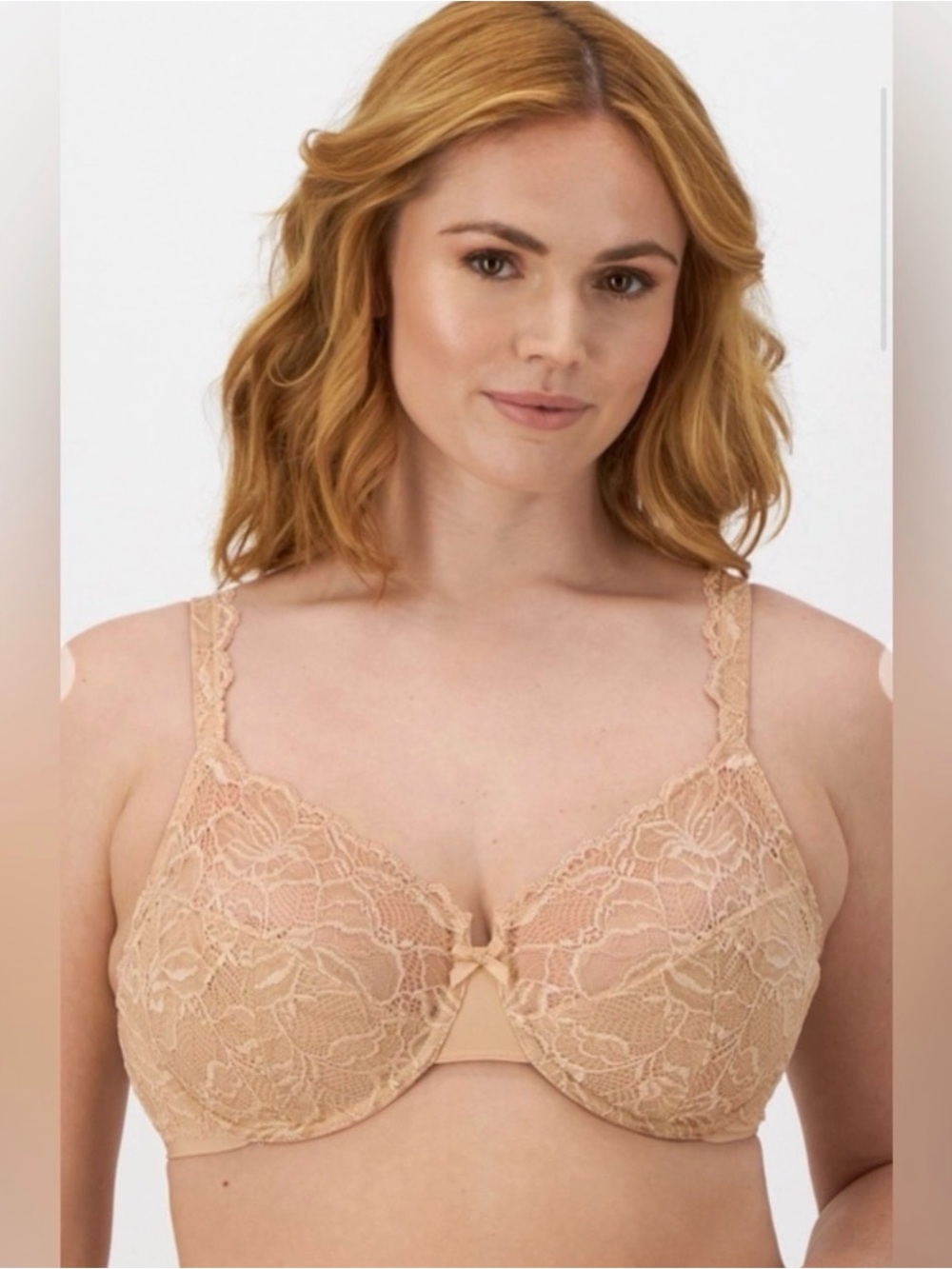 Bali Lace Desire Full-Figure Underwire Bra 6543 Champagne Shimmer Sz 40B